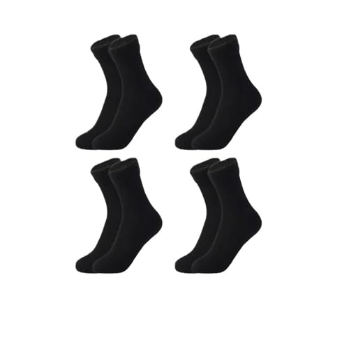 MOVDARL Calcetines de invierno cálidos y sólidos para mujer, calcetines térmicos gruesos, lana de cachemira, piel negra, calcetines de nieve sin costuras, calcetines de terciopelo unisex, 4 pares de