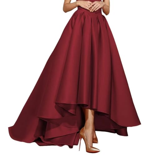 Women’s Satin Dresses Pleated Skirts Maxi A Line High Waist Elegant Prom Gown