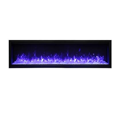 Amantii Symmetry Extra Tall Built-In Electric Fireplace with Black Steel Surround and ICE Media (SYM-74-XT-Fi-109-Diamond), 74-Inches