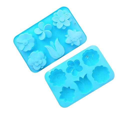 Seife Selber Machen Set Erwachsene - 500g Seifenbasis zum Basteln Erwachsene Frauen, 6 Silikonformen, 7 Pigmente, 4 ätherische Öle, 2 Arten getrocknete Blumen & DIY, Seife Herstellen, Geschenk - Blau