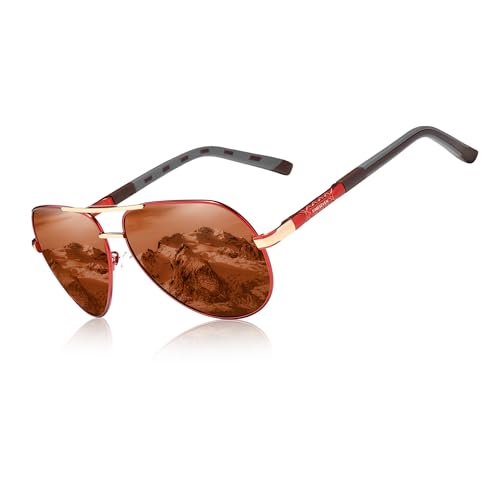 Kingseven Gafas De Sol Polarizadas De Aluminio Vintage De Los Hombres Gafas De Sol De Marca Clásica Capa Lente Gafas De Conducción Para Hombres Mujeres, Rojo Y Marrón., 63 Kingseven Gafas De Sol Polarizadas De Aluminio Vintage De Los Hombres Gafas De Sol De Marca Clásica Capa Lente Gafas De Conducción Para Hombres Mujeres, Rojo Y Marrón., 63