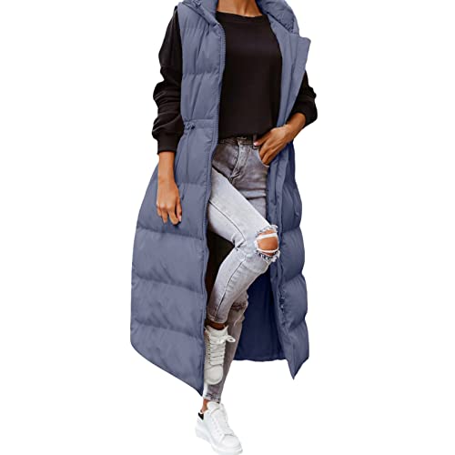 Femme Longue Doudoune sans Manche Gilet Ultra Chaud Légère Veste Manteau Parka Blouson Zippée Capuche Doudoune Fille Hiver Printemps Manteau en duvet matelassé manteau long veste gilet doudoune #10