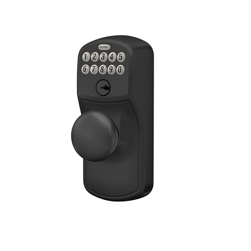 SCHLAGE Electronic Keypad Lock, Lever Handle, Plymouth Trim, Matte Black - image 3