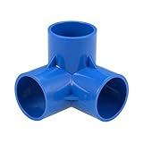 3-Way Elbow PVC Fitting, 40mm Socket, Tee Corner Fittings Blue 4Pcs