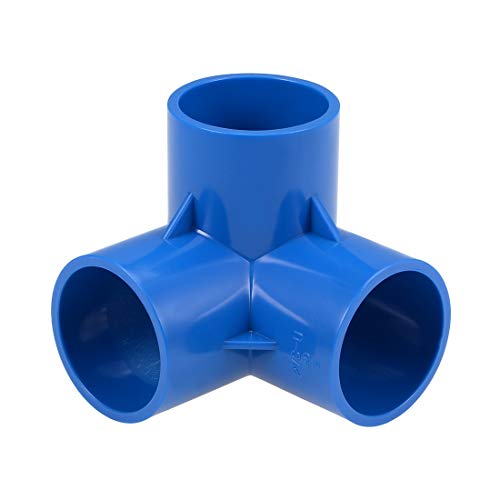 3-Way Elbow PVC Fitting, 40mm Socket, Tee Corner Fittings Blue 4Pcs
