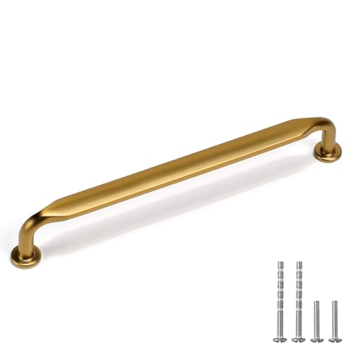 Image of YAGU 6 Pack Top Champagne Bronze Kitchen Cabinet pulls 6.3 Inch(160mm) Hole Center Solid Honey Bronze Dresser Drawer Handles Dark Gold Furniture Hardware for Cupboard Wardrobe Closet Vanity