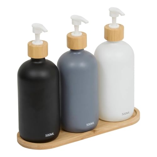 5 five simply smart 5five - Lot de 3 distributeurs de Savon 500 ML avec Plateau Bambou