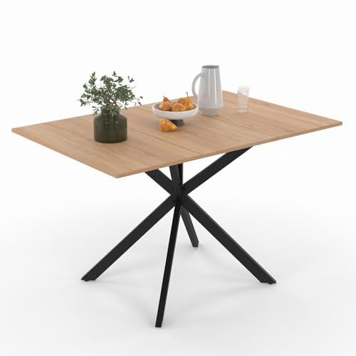 IDMarket - Table à Manger Extensible carrée Alix 4-6 Personnes Pied araignée Bois et Noir 80-120...