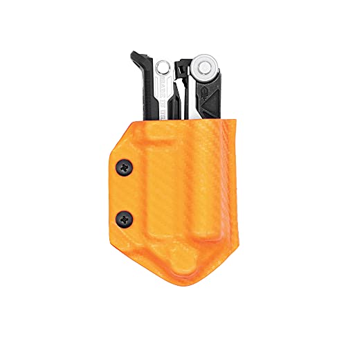 Clip & Carry Kydex Multitool Sheath for Gerber Center-Drive w/Optional Bit Sidecar Holder ~ Made in USA (Multi-Tool & Bits not Included) Multi Tool Holster (Carbon Fiber Orange, Tool Sheath ONLY)