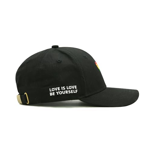 Image of LGBT Pride Baseball Hat, Embroidered Rainbow Heart Hat, Adjustable Gay Lesbian Love Cap for Men Women