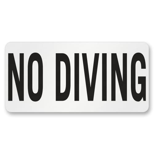 SmartSign 5.75 x 11.75 inch “No Diving” Adhesive Pool Safety Marker/Sign, 20 mil Laminated Vinyl with Anti-Skid Pebbled Surface, Black and White