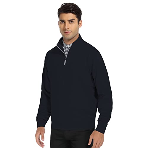 Deolax Quarter Zip Pullover Men Solid Mens Sweatshirt Mens Dry Fit Long Sleeve Golf Shirts Moisture Wicking 1/4 Zip Pullover Mens Mock Neck Fishing Running T-Shirts Upf 50+ Golf Shirts For Men (Black #TOP1