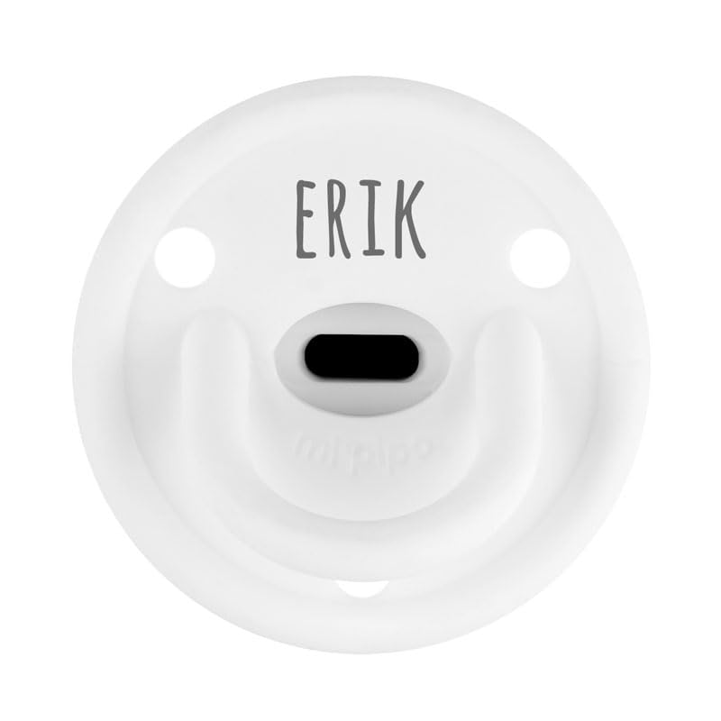 Mi Pipo - Chupete Personalizado Gummy | Chupete Bebe Silicona, Tetina Fisiologica, 0-36 Meses | Personalizado con Nombre, Suave, Cómodo | Seguro, Libre de BPA, Fácil de Limpiar | Color Blanco