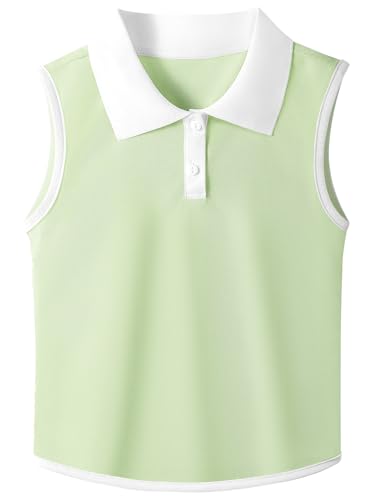 Image of Girls Golf Shirt Sleeveless Polo Collared Quick Dry Tennis Tank Top Outfit
