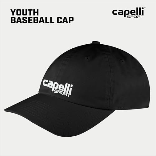 Capelli Sport Hat, Youth Classic Adjustable Baseball Cap with Curved Brim, Black/White2