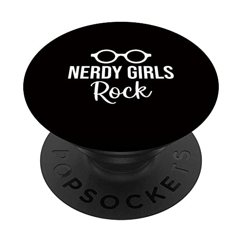 Nerd Saying Joke Pun Nerdy Girls Rock PopSockets Swappable PopGrip, Black