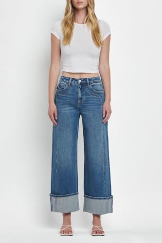 Flying Monkey - Super High Rise Cuffed Baggy Wide Jeans - F58563