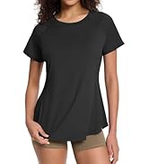 Loovoo Workout Shirts for Women Crew Neck Casual Yoga Wicking T-Shirt Athletic Top Round Neck