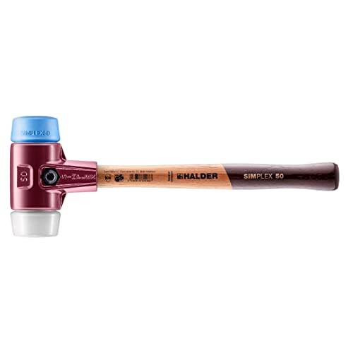 Image of Halder Simplex Mallet 50mm - Dual Faces, TPE-Soft & Superplastic Inserts, Cast Iron Housing with Protection Sleeve, Hickory Handle, Tiling, Stone & Construction - 3017.050