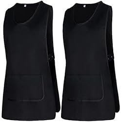 Batas De Trabajo Limpieza MISEMIYA - Paquete 2 Unidades - Delantal Limpieza Uniforme Laboral CLINICA MÉDICOS Limpieza Veterinaria Sanitarios HOSTELERÍA- Ref.868 - L, Negro 21