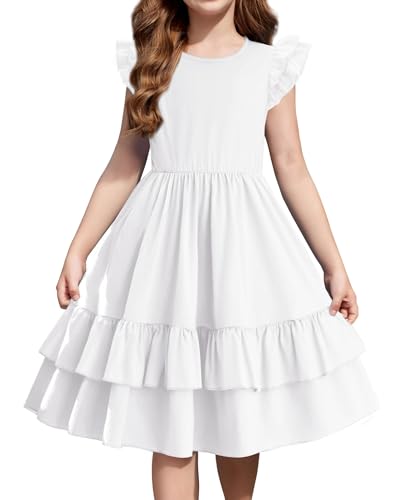 Arshiner Mädchen Kleider Schmetterlingsärmel Kinder Sommer Festliche...