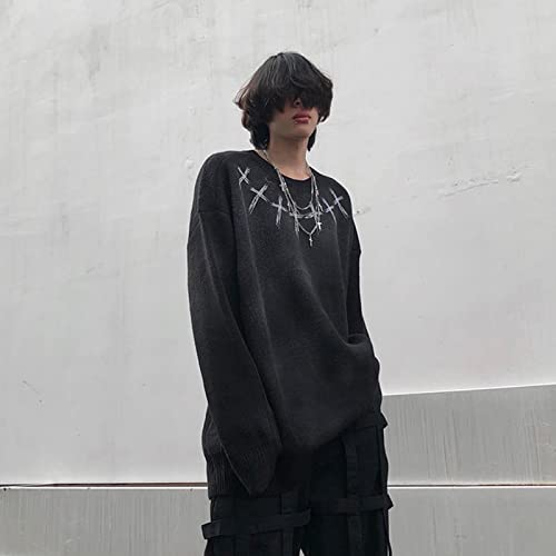 Zwart Cross Punk Trui Dames Gothic Fairy Grunge Harajuku Lange Mouw Knit Pullovers Vintage Kleding Koreaanse Mode - Image 6