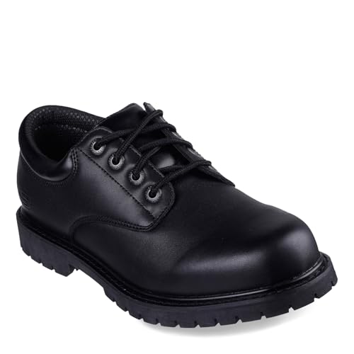 Skechers Men's Work Cottonwood Cantix Leather Slip Resistant Shoe Food Service, BLK, 9.5