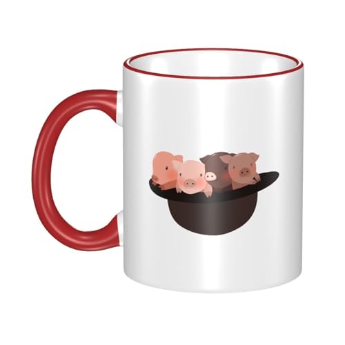 マグカップ コーヒーカップ 豚四匹 帽子 耐熱カップ カップルカップ ペン立て 両面プリント 箱付き 直飲み 陶器 おしゃれ 大容量 330ml 誕生日 プレゼント