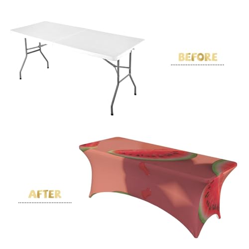 Housse de table rectangulaire extensible élasthanne 1m80 motif pastèque EdWal - 5