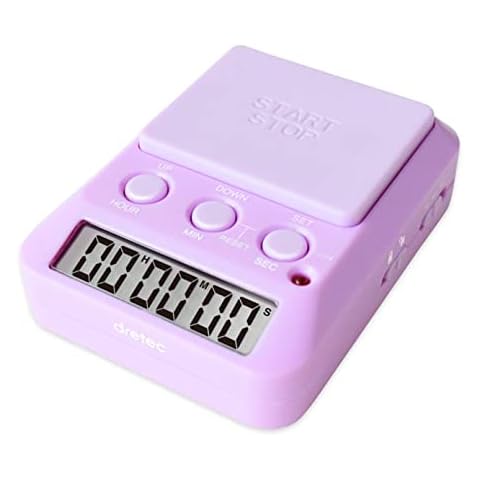 dretec Learning Timer, for Studying, Large Button, Count Function Until The Target Date, Purple, Officially Tested in Japan(1 Starter AAA Battery Included) Cover