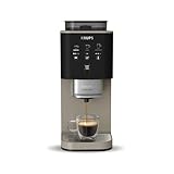 KRUPS Coffee Crush, Cafetera Superautomática, Café en Grano y Molido, 15 Bares, 3 recetas de café, 3 niveles de temperatura y de molienda, Pantalla táctil, Compacta 15 cm de ancho, Beige, SA402AE0