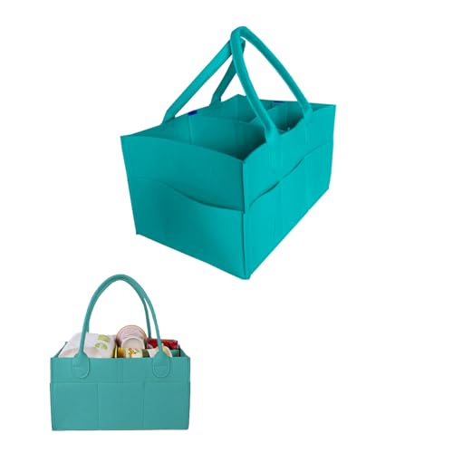 Image of Baby Diaper Caddy is a versatile baby basket designed for nursery storage, car organization, and as a thoughtful gift for baby showers. Perfect for storing diapers and baby wipes. (Turquoise)