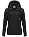 Outdoor Ventures Damen Fleecejacke mit Kapuze Frauen Fleecemantel Warme Sweatjacke mit 6 Taschen Hoodie Damenjacke mit Durchgehendem Reißverschluss für Laufen, Wandern und Freizeit Schwarz M