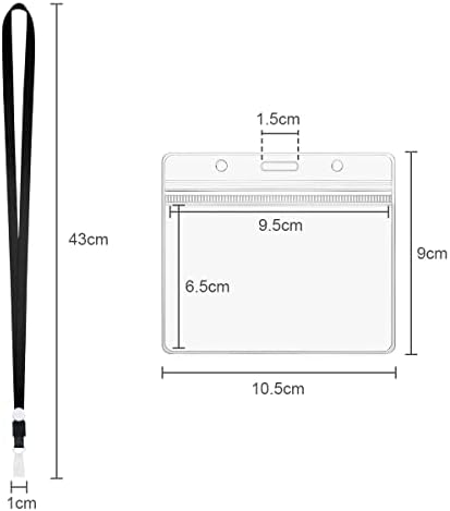 Vicloon Neck Strap Lanyard with Card Holder, 10PCS Black Lanyard and Transparent ID Badge Holder Set Office Landyard for Keys, ID Badge, School and Office (10.5 * 9cm)