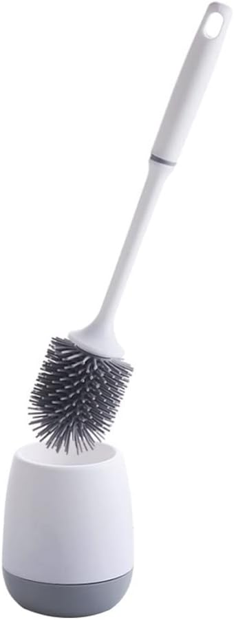 Toilet Brush Holder Toilet Brush No Dead Ends Toilet Bowl Brush Wall-mounted Long-handle Silicone Brush Free Punching Toilet Cleaning Brush 1 Set Toilet Brush Holders