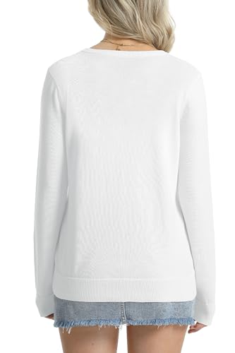 Image of QUALFORT Women's 100% Cotton Lightweight Cardigans Long Sleeve Knitted Button Down Sweater