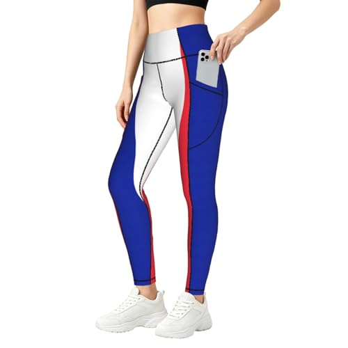 Leggings de gimnasio con estampado bandera francesa y cintura alta