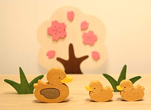 彩り歳時記4月 サクラとカルガモの親子 季節の置物 季節飾り 桜
