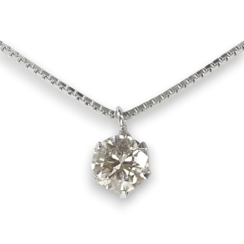 [あなたと私の宝石箱] ダイヤモンドネックレス一粒 ペンダント天然ダイヤモンド0.3ct / I-1～SI2 SILVER925 太チェーン40-45cmベネチアン 3257