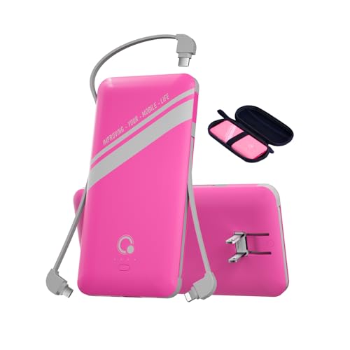 10000mAh Power Bank, Q Slim Portable Charger,4 Output External Battery Pack with Built-in AC Wall...