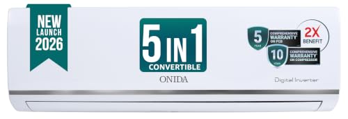 Image of ONIDA 1 Ton 3 Star, New Star Rated, Inverter Split AC (Copper, Convertible 5-in-1, Fast Cooling at 55 C, Deep Frost Clean, Turbo Flush Technology, IR123MGSP,White)