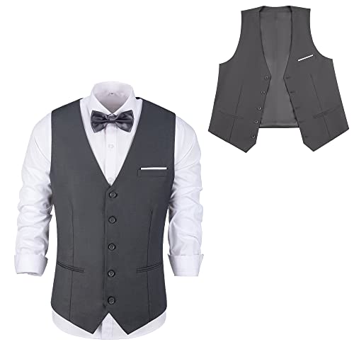 Men Suit Vest Slim Fit Vests Dress Tuxedo Vest for Wedding Formal V-Neck Waistcoat2