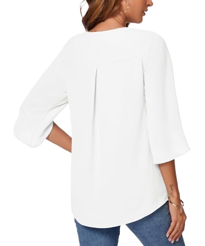 KUOTAI Womens Summer Tops Dressy Casual Shirts 3/4 Sleeve Work Blouse Business Casual Shirts3