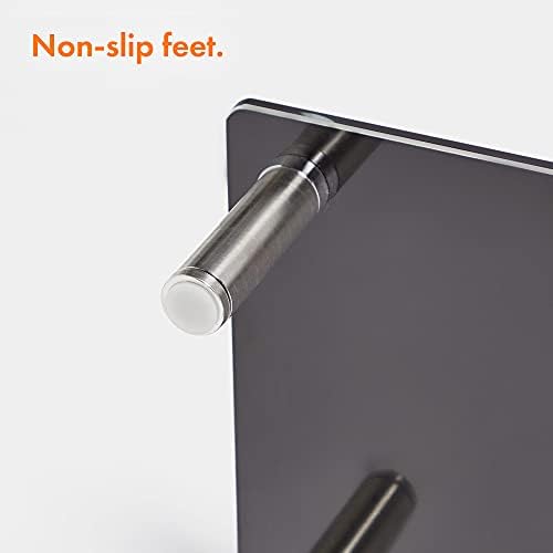 VonHaus XL Glass Monitor Stand for Desks - Height Adjustable Screen Riser - Dual Monitor Mount  Black Glass with Aluminium Legs - Suitable for Home or Office - 100 x 26cm
