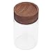 Cabilock 1pc Glass Bottle with Wooden lid Glass Storage jar Glass Candy jar Terrarium airtight Glass containers Food Storage Canister Tea Storage jar Tea Jar Empty Storage Jar jam Tea Set