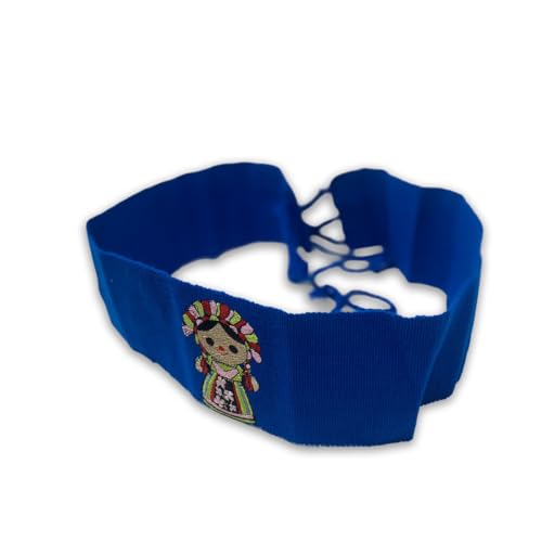 Traditional Mexican Artisanal Waist Belt, blue lele maria doll Decorative Embroidery4