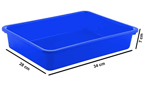 Image of Kuber Industries Plastic 2 Pieces Medium Size Stationary Office Tray, File Tray, Document Tray, Paper Tray A4 Documents /Papers /Letters /folders Holder Desk Organizer (Blue) CTKTC134796