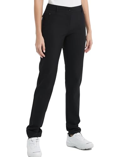 Womens Golf Pants Stretch Slim Quick Dry Lightweight Work Pants Straight Leg Ladies Pants Black 4