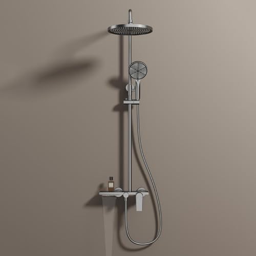 TYHAYJYK Juego de Mezclador de Ducha, Cabezal de Ducha Tipo Lluvia y Manguera, Monomando, 3 Funciones, Agua Caliente y fría, Altura Ajustable, Kit de Sistema de Ducha Tipo Lluvia, Gris (bla