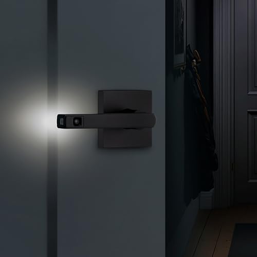 Image of Kwikset Halifax LED Motion Activated Light Up Door Handle Reversible Lever & Cartridge, Matte Black, with Microban Protection